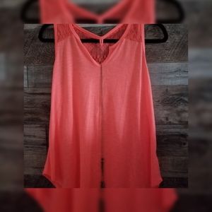 Spring orange vneck sleeveless blouse
